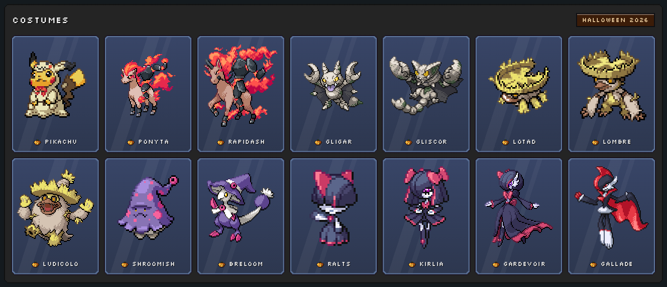 Halloween is here! Come join in on the fun and catch some costumed Pokémon!: A detailed look at all the costumed Pokémon!