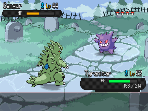 An animated battle turn on the graveyard backdrop