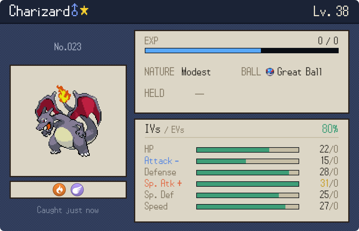 Shiny Charizard catch card